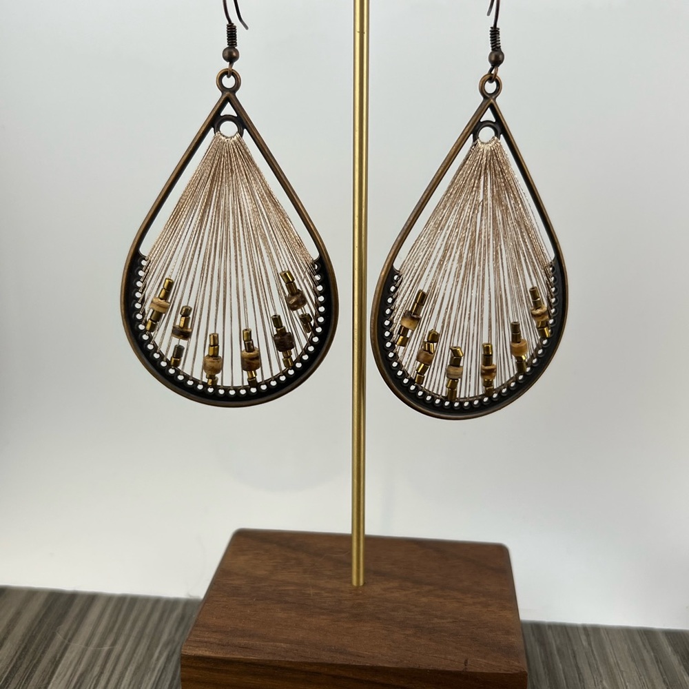 Elegant Teardrop Earrings with Beaded Design